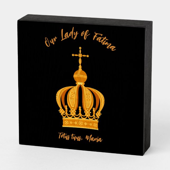 Our Lady of Fatima crown Wooden Box Sign (Angled Horizontal)