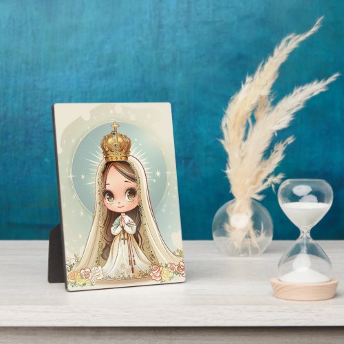 Our Lady of Fatima cute kawaii style catholic Plaque