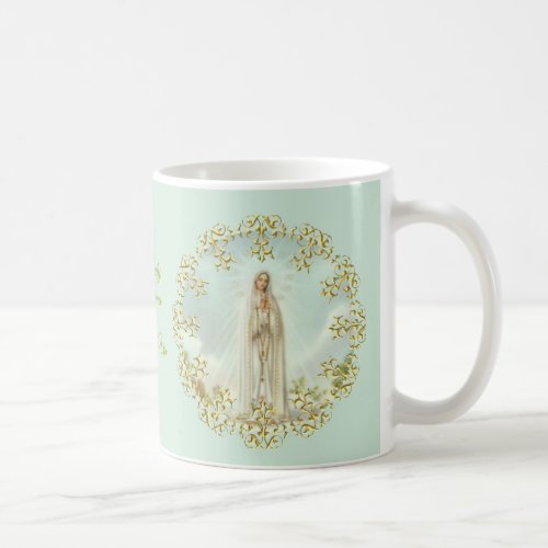 Our Lady of Fatima  Gold Lace Wreath Coffee Mug