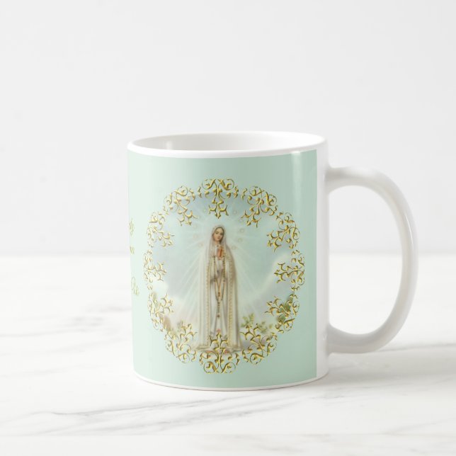 Our Lady of Fatima  Gold Lace Wreath Coffee Mug (Right)