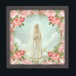 Our Lady of Fatima Holy Rosary Pink Roses Jewelry Gift Box<br><div class="desc">This is a beautiful traditional vintage image of Our Lady of Fatima,  Our Lady of the Rosary with pink roses.</div>