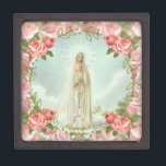 Our Lady of Fatima Holy Rosary Pink Roses Jewelry Gift Box<br><div class="desc">This is a beautiful traditional vintage image of Our Lady of Fatima,  Our Lady of the Rosary with pink roses.</div>