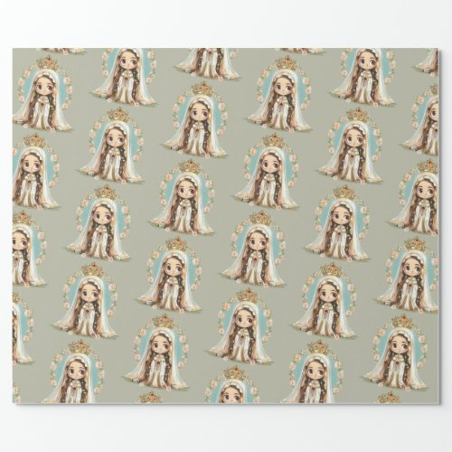 Our Lady of Fatima kawaii style Wrapping Paper