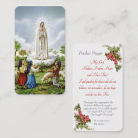 Our Lady of Fatima - "Pardon Prayer" Card