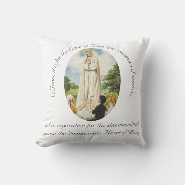 Our Lady of Fatima Personalized Throw Pillow (Front)