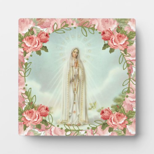 Our Lady of Fatima Pink Roses Plaque