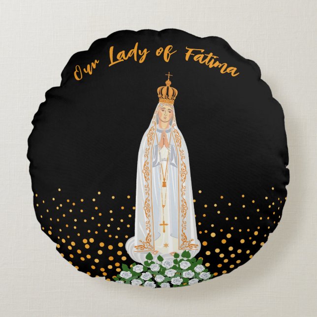 Our Lady of Fatima Procession of Candles Round Pillow (Front)