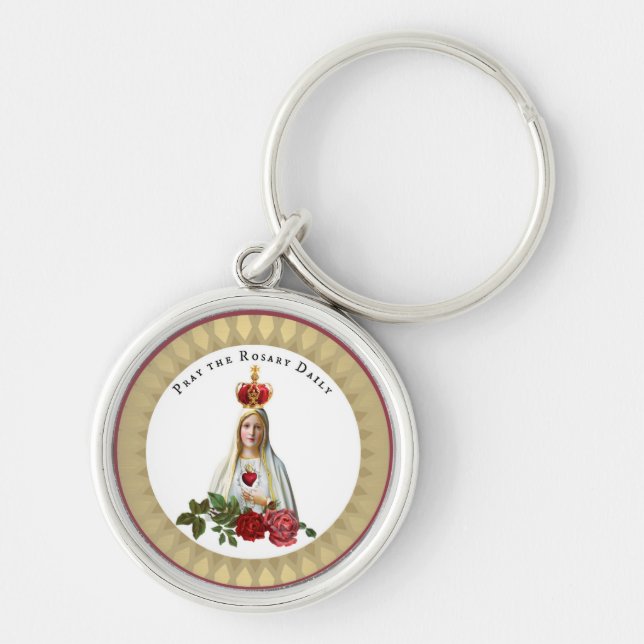 Our Lady of Fatima Roses Rosary Crown Keychain (Front)