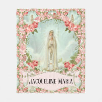 Our Lady of Fatima Virgin Mary w/Pink Roses
