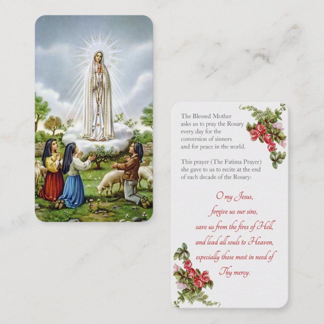 Our Lady of Fatima with "Fatima Prayer" Card (Front/Back)