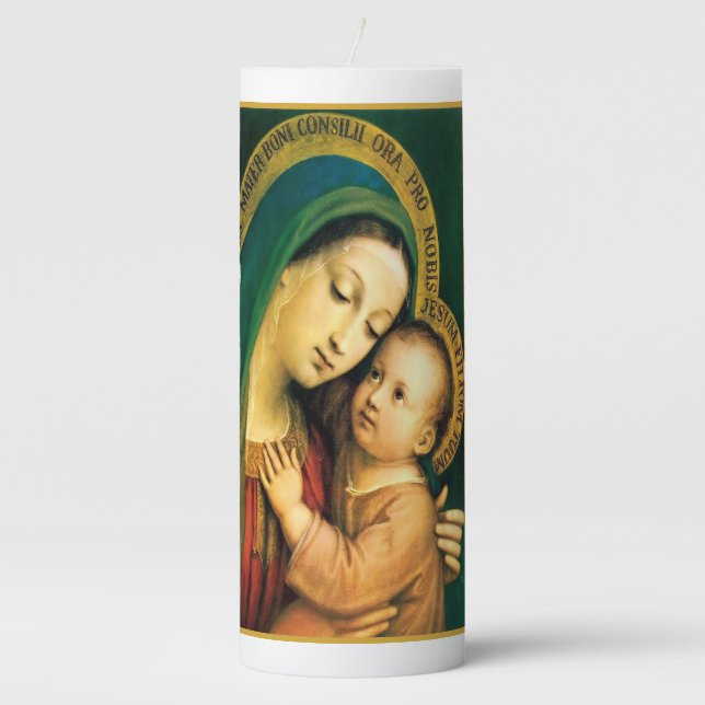 Our Lady of Good Counsel Pillar Candle (Front)