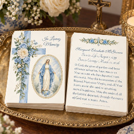 Our Lady of Grace Blue Floral Catholic Memorial