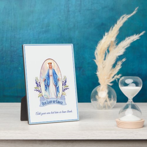 Our Lady of Grace Blue Flowers Plaque