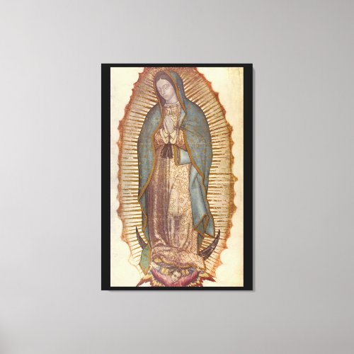 OUR LADY OF GUADALUPE 30x45 NATURAL ON BLACK Canvas Print