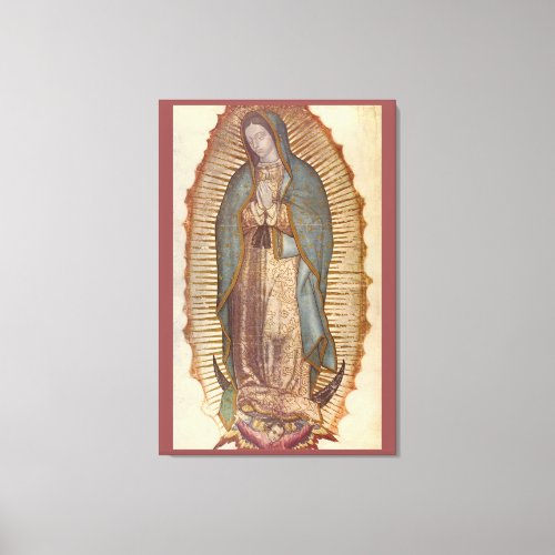 OUR LADY OF GUADALUPE 30x45 NATURAL ON BROWN Canvas Print