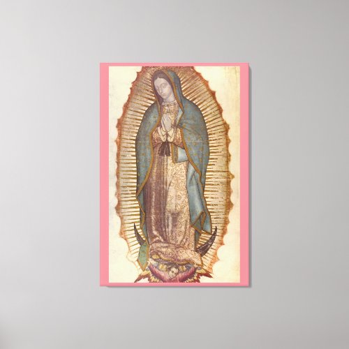 OUR LADY OF GUADALUPE 30x45 NATURAL ON PINK Canvas Print
