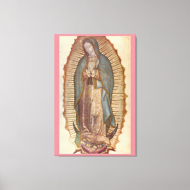 OUR LADY OF GUADALUPE 30x45 NATURAL ON PINK Canvas Print (Front)