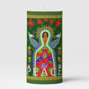 Our Lady of Guadalupe Angel Peace Pillar Candle