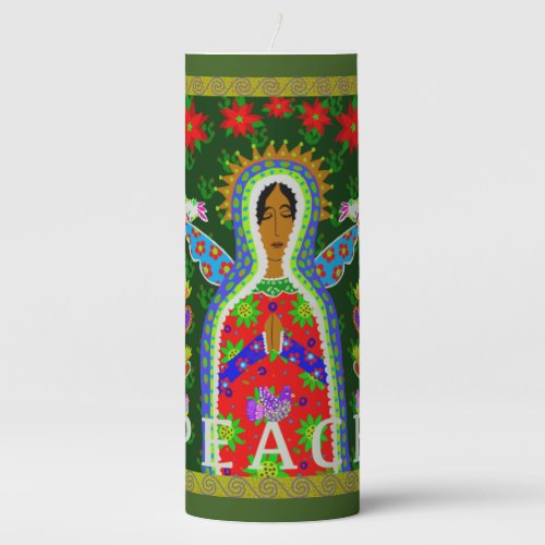 Our Lady of Guadalupe Angel Peace Pillar Candle