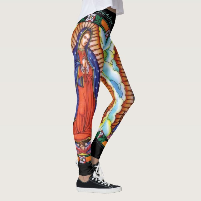 Our Lady of Guadalupe Beautiful Women's XS to XL L Leggings (Right)