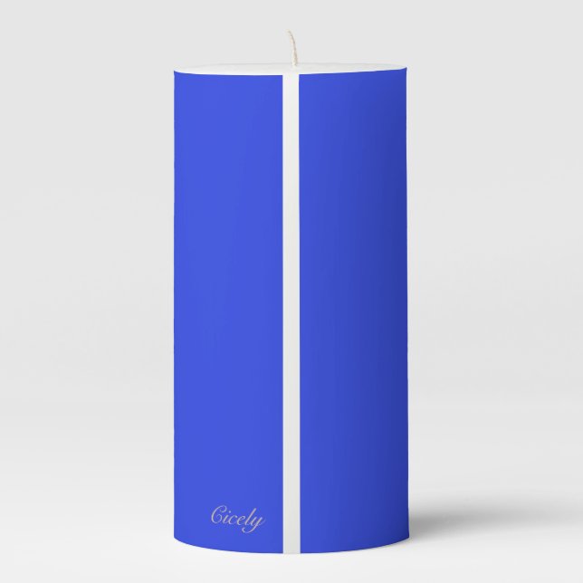 Our Lady of Guadalupe  Blue Pillar Candle (Back)