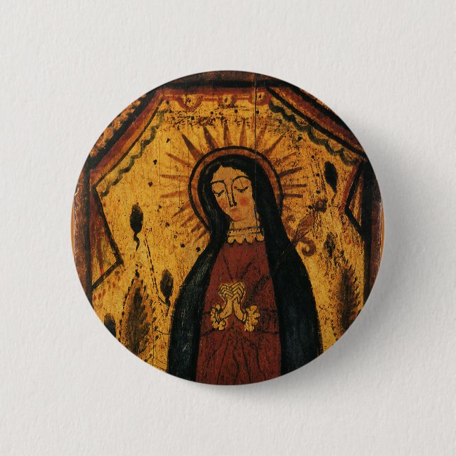 Our Lady of Guadalupe by Pedro Antonio Fresquis Button (Front)