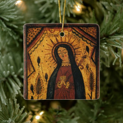 Our Lady of Guadalupe by Pedro Antonio Fresquis Ceramic Ornament