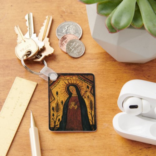 Our Lady of Guadalupe by Pedro Antonio Fresquis Keychain