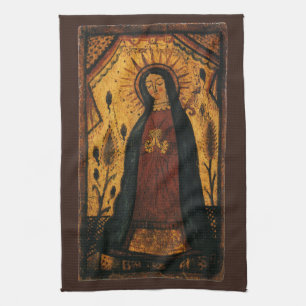 Our Lady of Guadalupe by Pedro Antonio Fresquis Kitchen Towel
