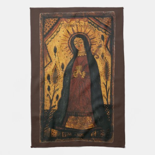 Our Lady of Guadalupe by Pedro Antonio Fresquis Kitchen Towel