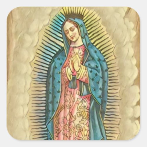 Our Lady of Guadalupe Catholic Hispanic Religious Square Sticker