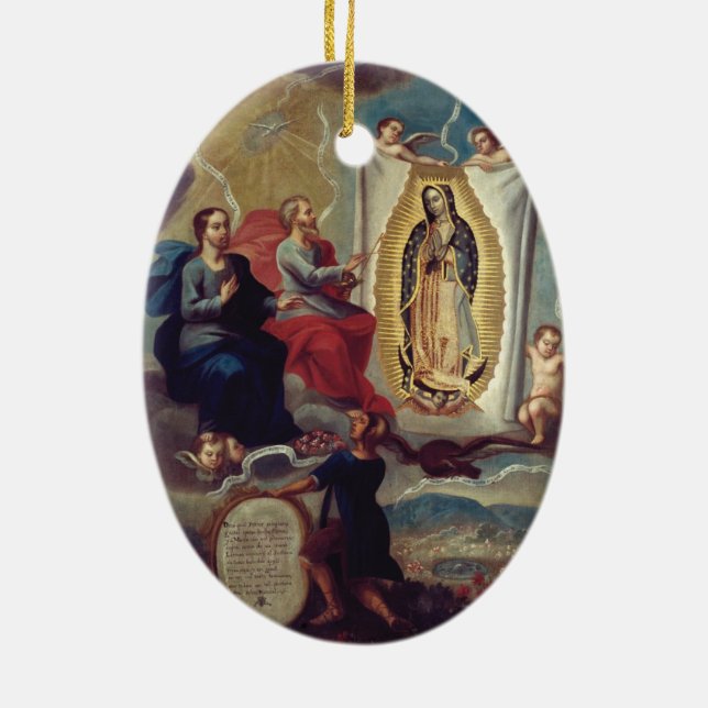 our lady of guadalupe ceramic ornament (Back)