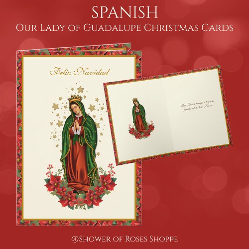 Our Lady of Guadalupe Christmas Pointsettia  Holiday Card