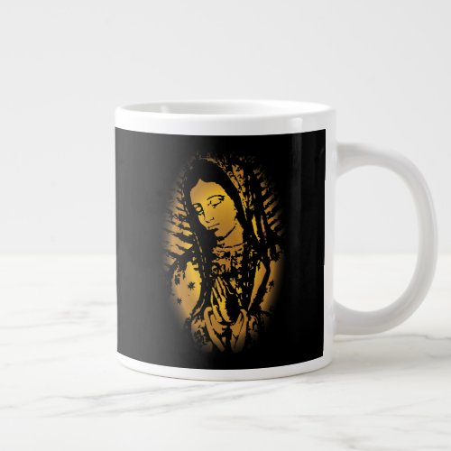 Our Lady of Guadalupe coffee cup gold and black