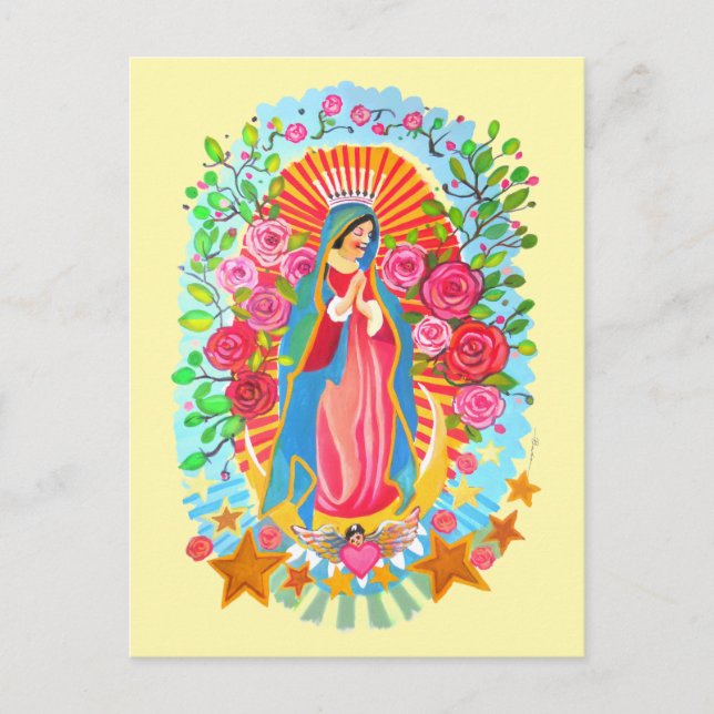 Our Lady of Guadalupe Custom Background Color Postcard (Front)