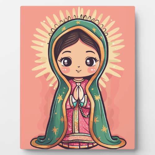 Our Lady of Guadalupe cute kawaii style  Plaque