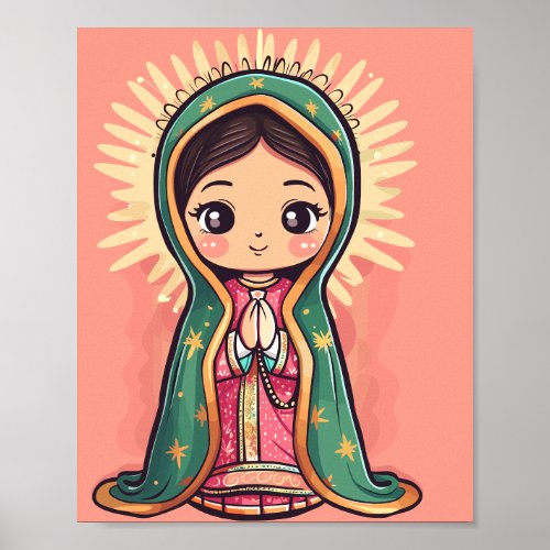 our lady of guadalupe cute kawaii style poster