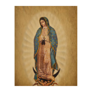 Our Lady of Guadalupe Devotional Image. Wood Wall Art
