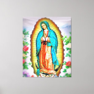 Our Lady of Guadalupe Floral Canvas Print