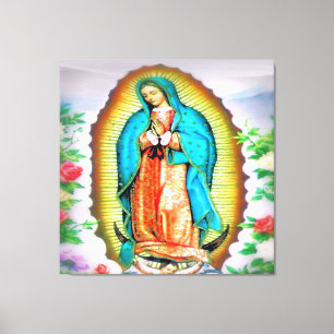 Our Lady of Guadalupe Floral Canvas Print