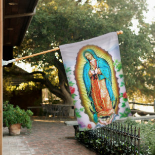 Our Lady of Guadalupe Floral House Flag
