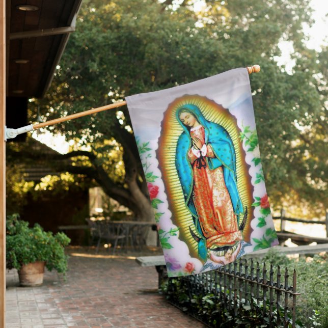 Our Lady of Guadalupe Floral House Flag (In SItu)