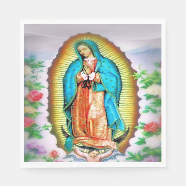 Our Lady of Guadalupe Floral Napkins (Front)