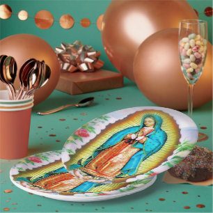 Our Lady of Guadalupe Floral Paper Plates