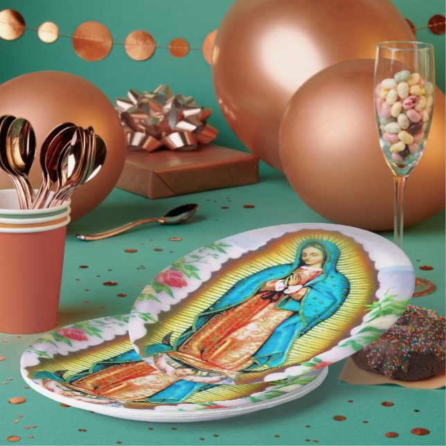 Our Lady of Guadalupe Floral Paper Plates (Multi)