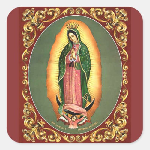 Our Lady of Guadalupe Folk Art Envelope Square Sticker
