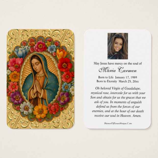 OUR LADY OF GUADALUPE FUNERAL PRAYER CARD (Front & Back)