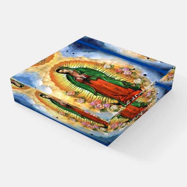 Our Lady of Guadalupe Gift Glass Paperweight (Angled)