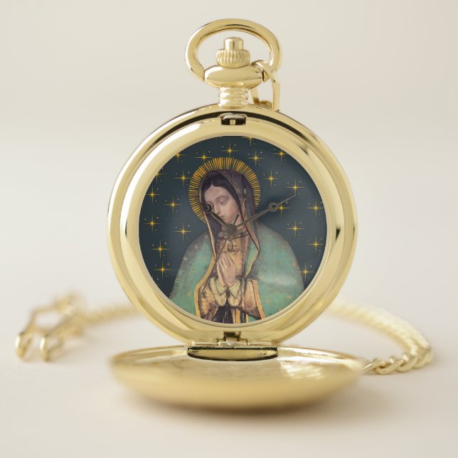 Our Lady of Guadalupe Goldtone Pocket Watch (Inside)