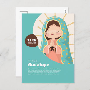 Our Lady of Guadalupe Kawaii Style Holiday Postcard